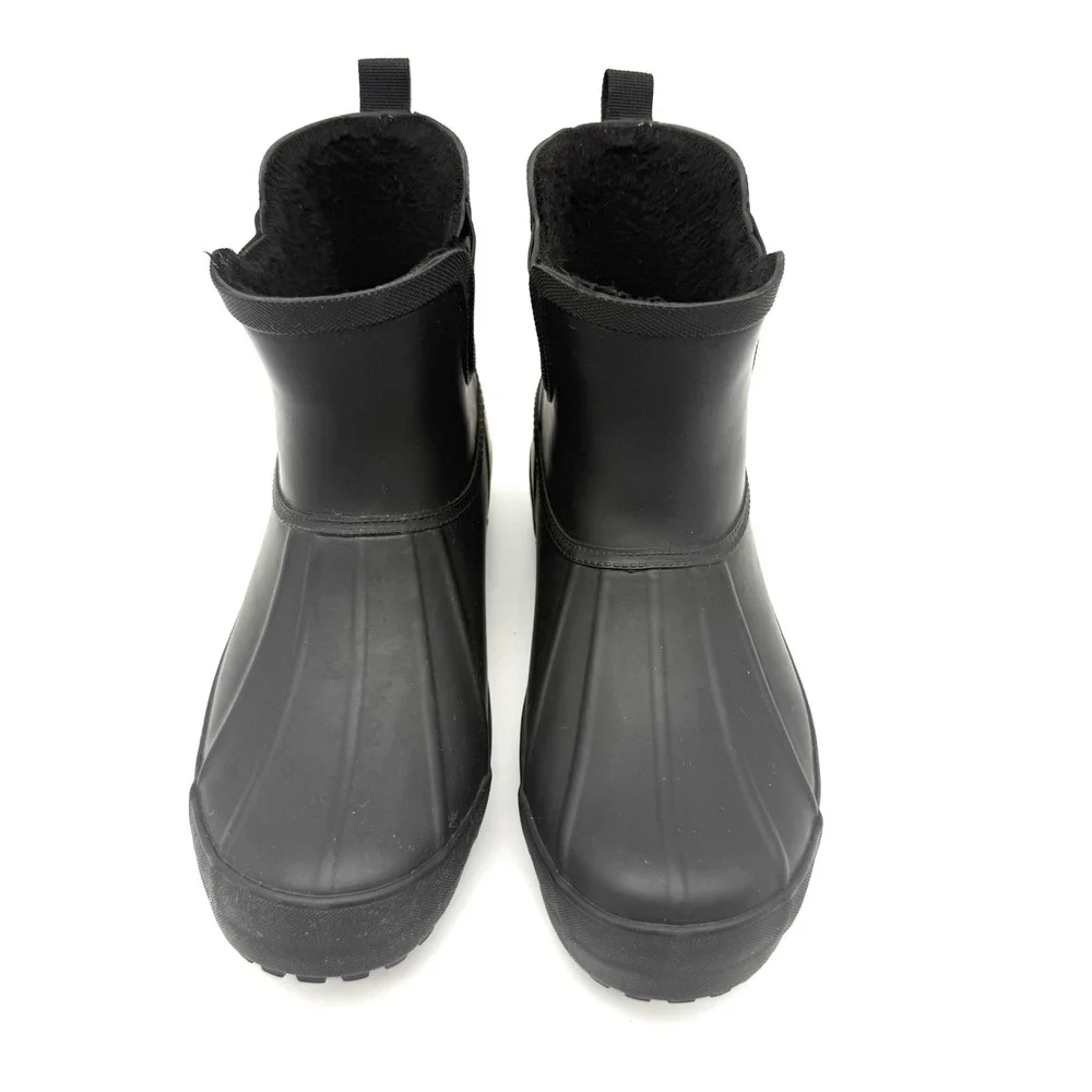 EUC Ladies US 9 Chooka Chelsea Duck Rainboots Black Waterproof Fleece Lined